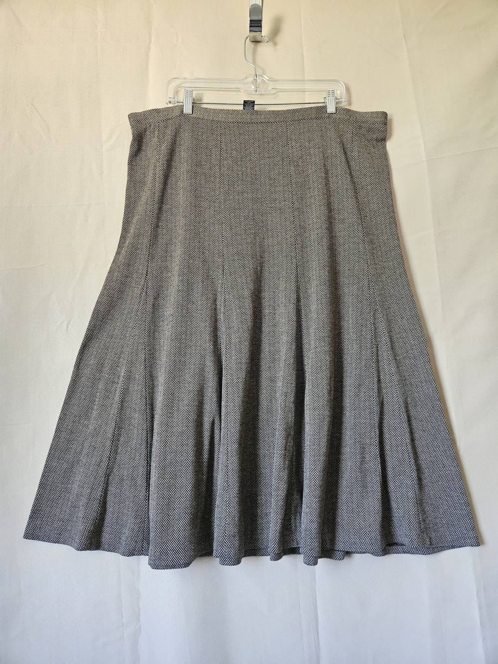 Hillard & Hanson Gray Textured A-Line Midi Skirt Size XL